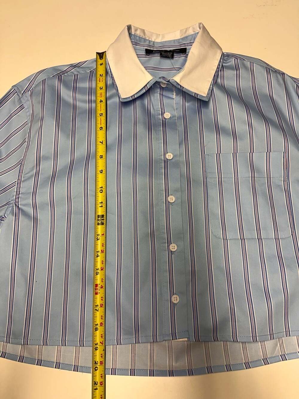 French Connection Long Sleeve Stripe Double Collar Button-Up Shirt - Picture 4 of 5